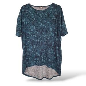 DISNEY Lularoe Irma Top Minnie Mickey Mouse Camera Blue-Green Tunic Length